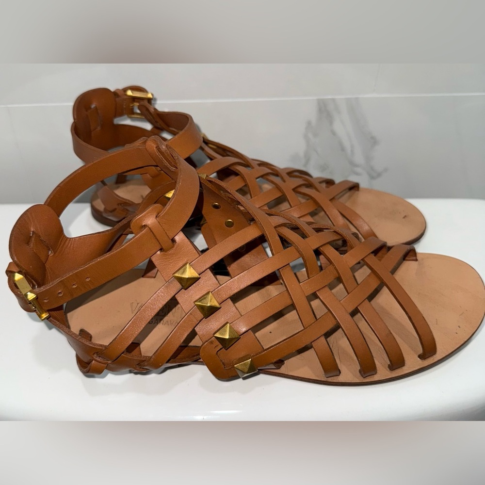 Valentino rockstud gladiator sandals brown lady crush 37/ 7 Shoes - Picture 3 of 7